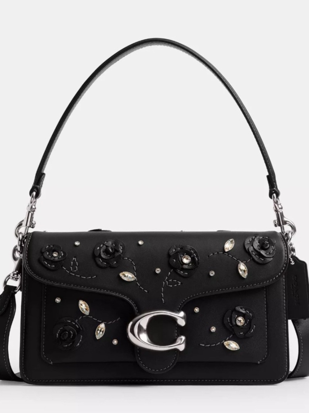 COACH Tabby 26 Shoulder Bag Floral Applique Crystal Embellishment